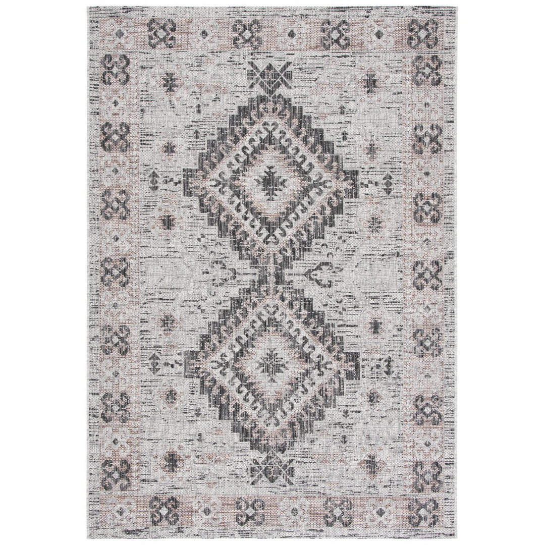 SAFAVIEH Outdoor CY8546-37613 Courtyard Lt Grey / Lt Beige Rug Image 1