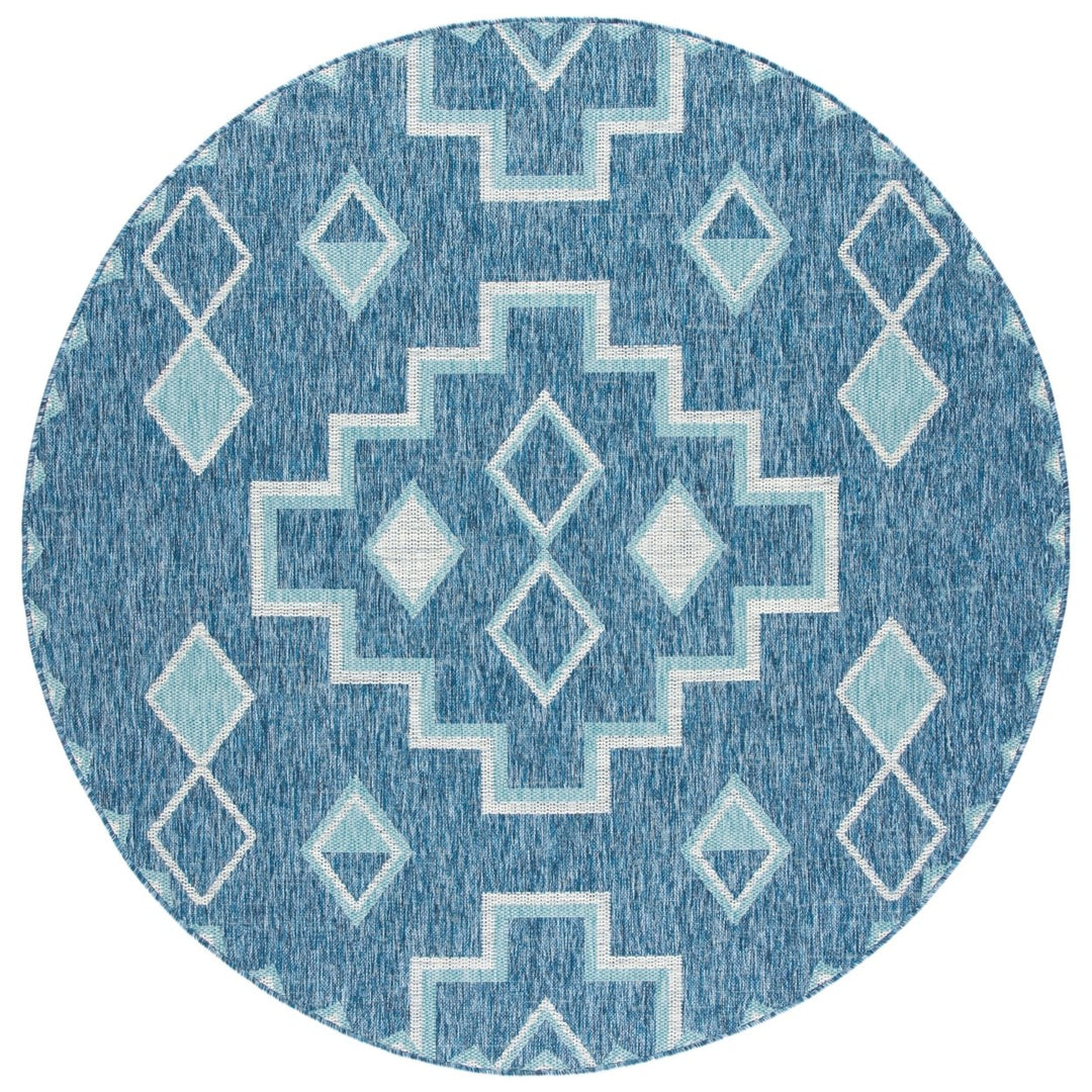 SAFAVIEH Outdoor CY8533-39421 Courtyard Navy / Aqua Rug Image 1