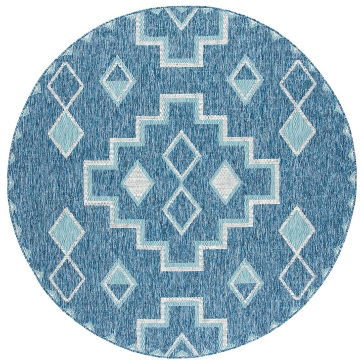 SAFAVIEH Outdoor CY8533-39421 Courtyard Navy / Aqua Rug Image 1