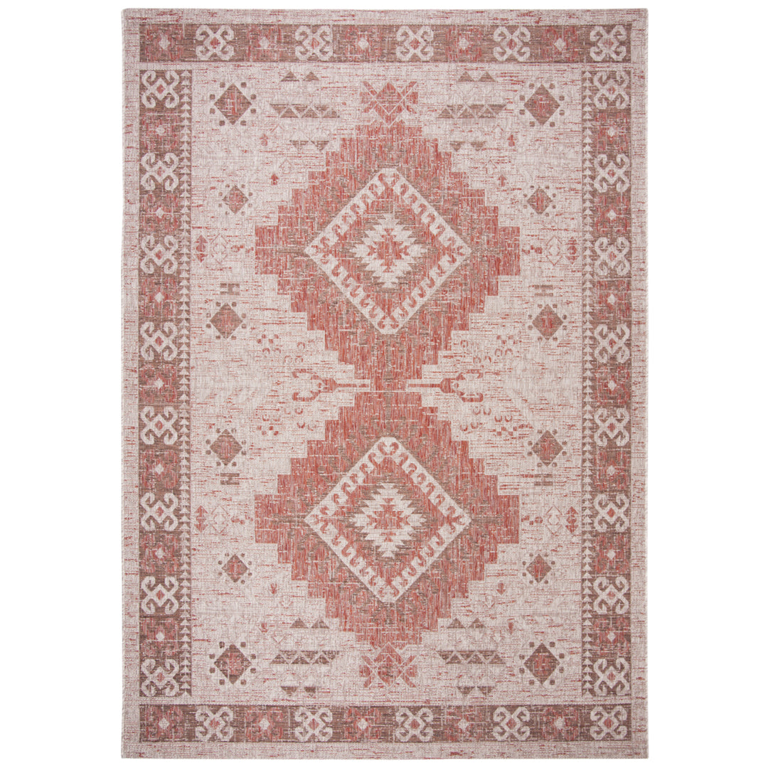 SAFAVIEH Outdoor CY8546-36512 Courtyard Beige / Red Rug Image 4