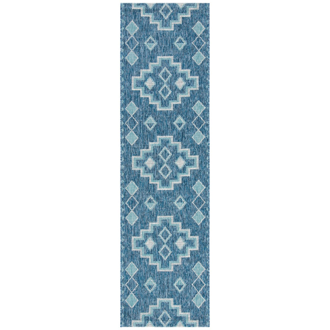 SAFAVIEH Outdoor CY8533-39421 Courtyard Navy / Aqua Rug Image 1