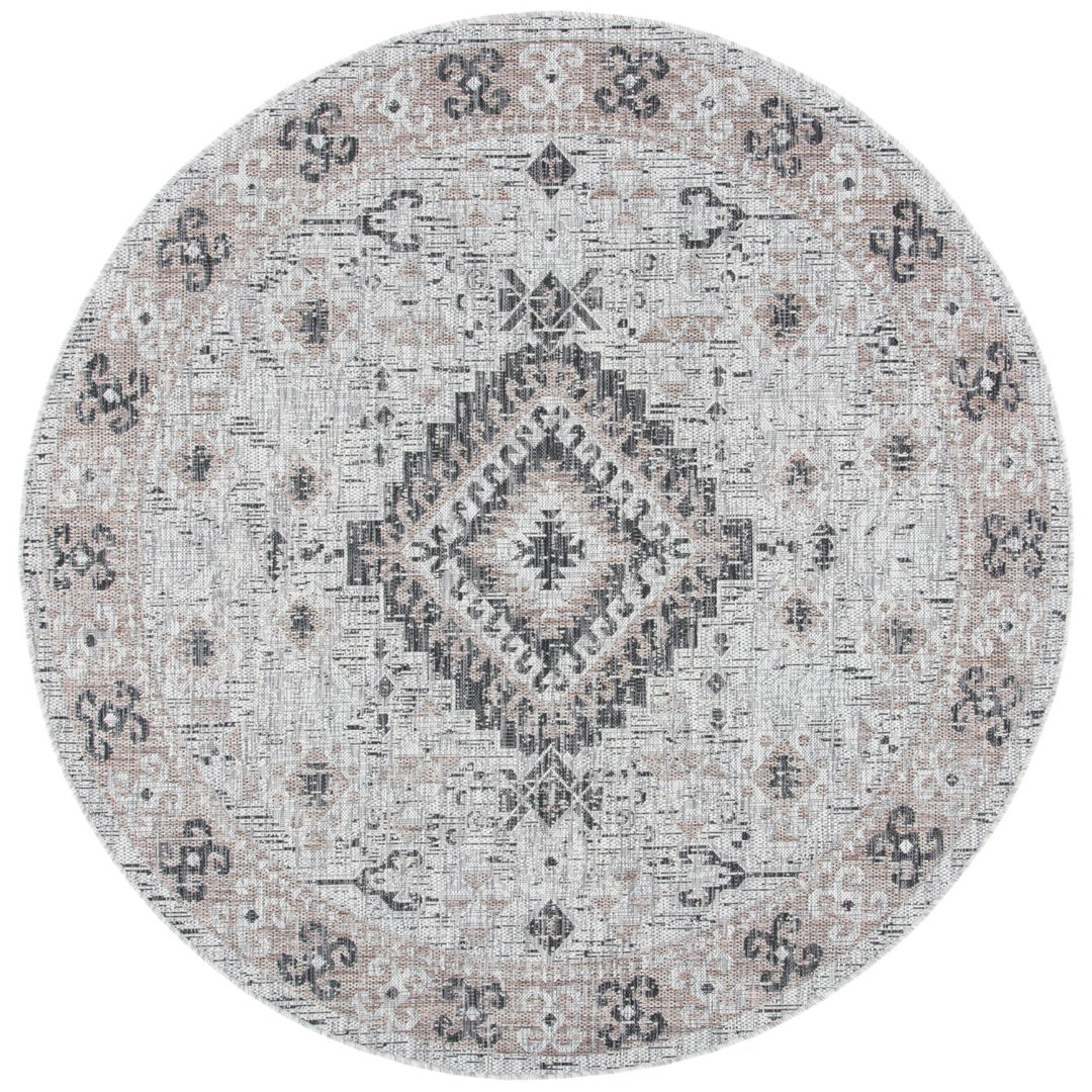 SAFAVIEH Outdoor CY8546-37613 Courtyard Lt Grey / Lt Beige Rug Image 1