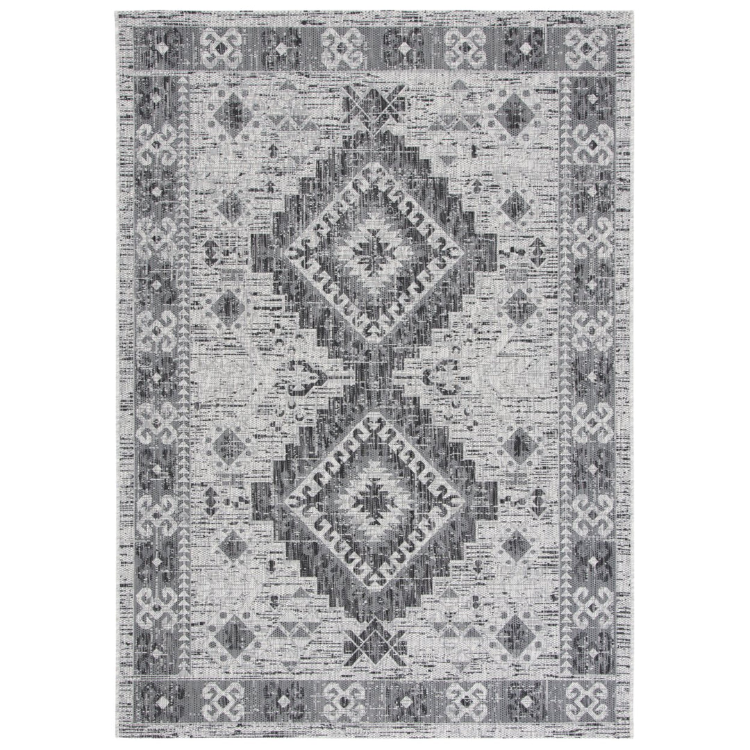 SAFAVIEH Outdoor CY8546-37612 Courtyard Light Grey / Charcoal Rug Image 1