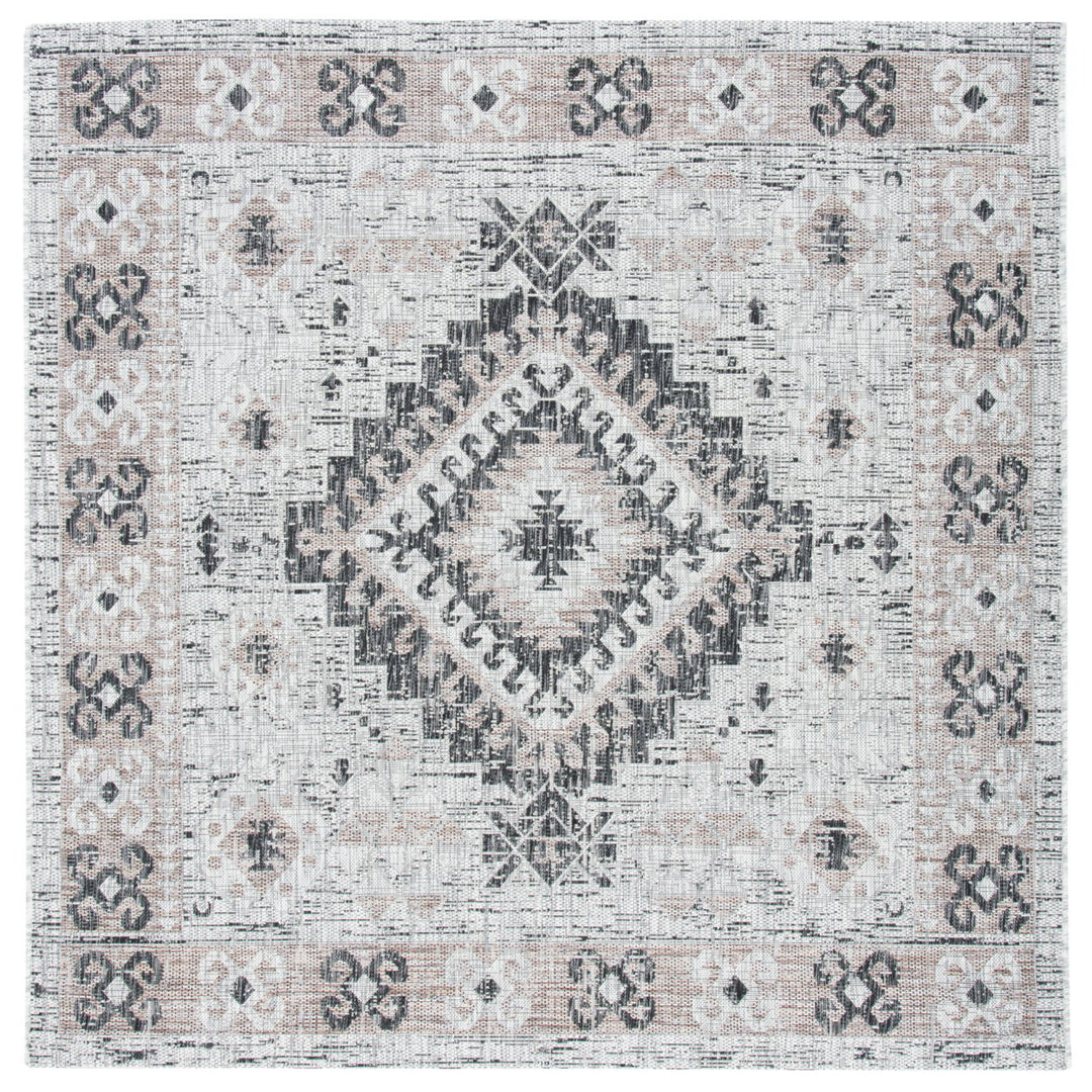 SAFAVIEH Outdoor CY8546-37613 Courtyard Lt Grey / Lt Beige Rug Image 1