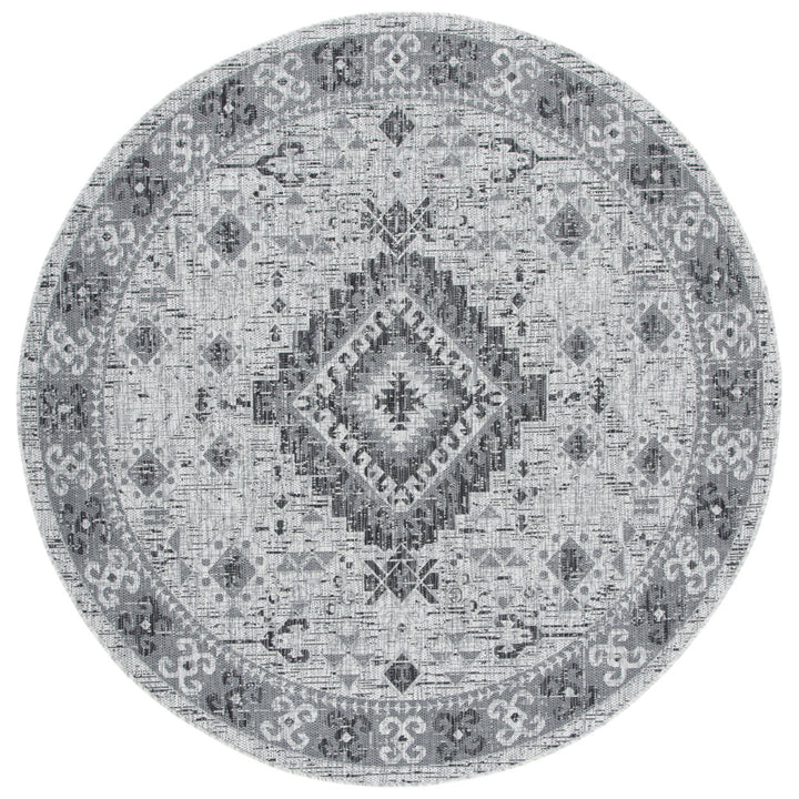 SAFAVIEH Outdoor CY8546-37612 Courtyard Light Grey / Charcoal Rug Image 1