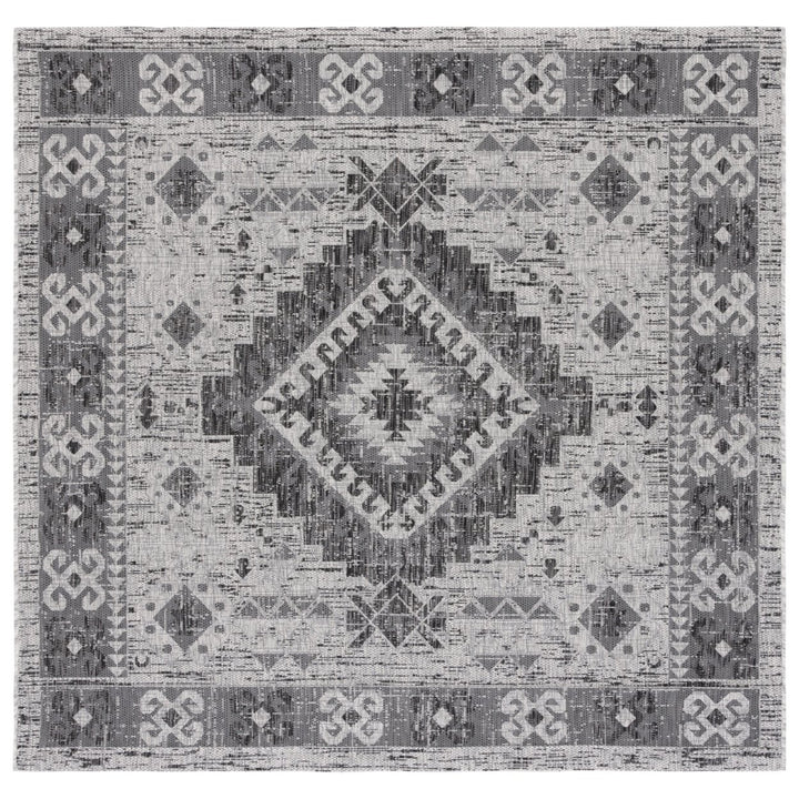 SAFAVIEH Outdoor CY8546-37612 Courtyard Light Grey / Charcoal Rug Image 1