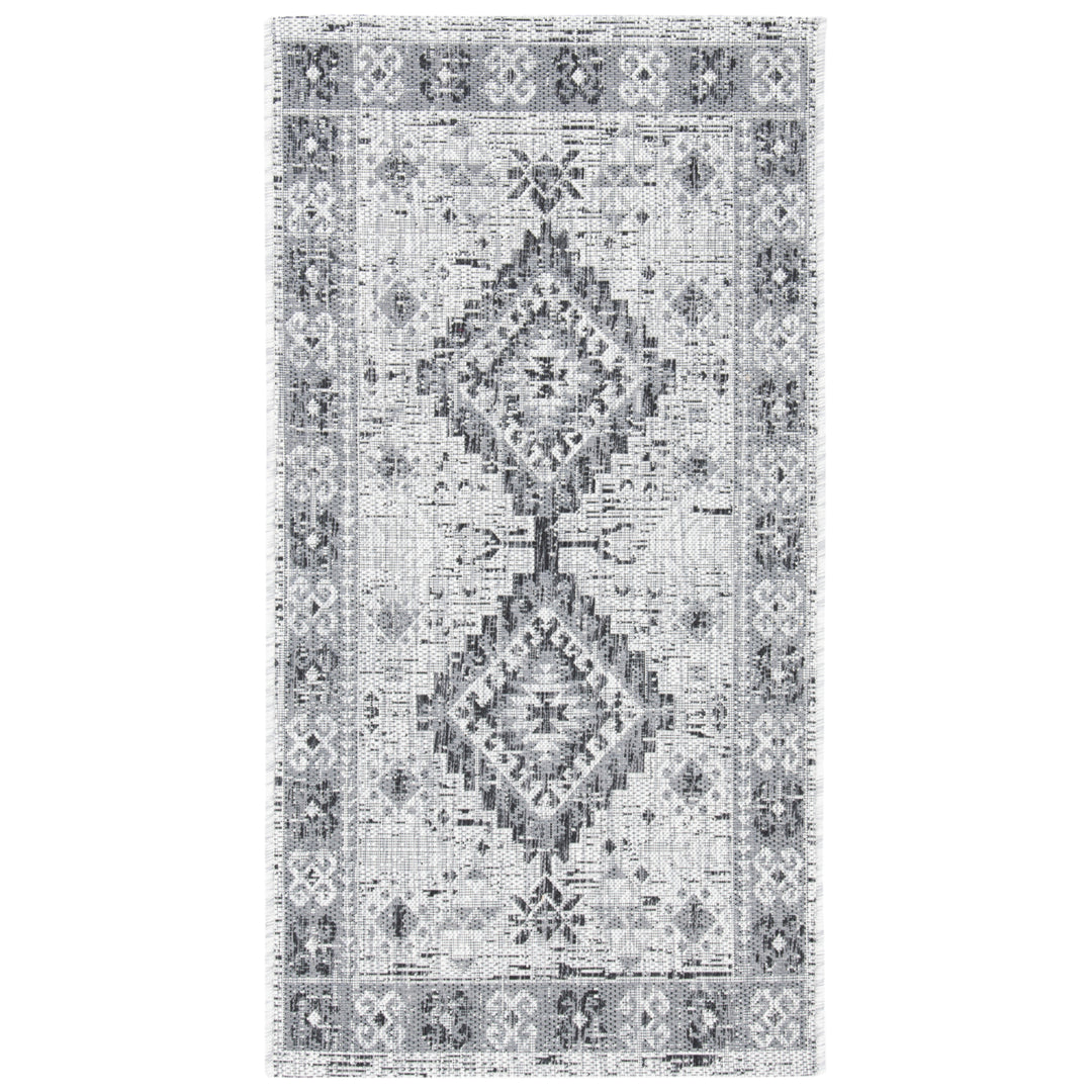 SAFAVIEH Outdoor CY8546-37612 Courtyard Light Grey / Charcoal Rug Image 1