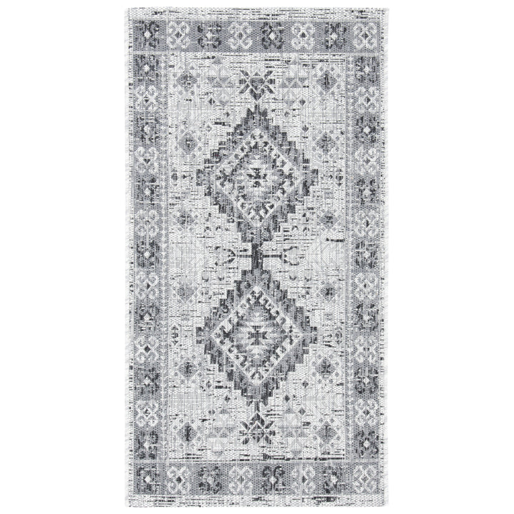 SAFAVIEH Outdoor CY8546-37612 Courtyard Light Grey / Charcoal Rug Image 1