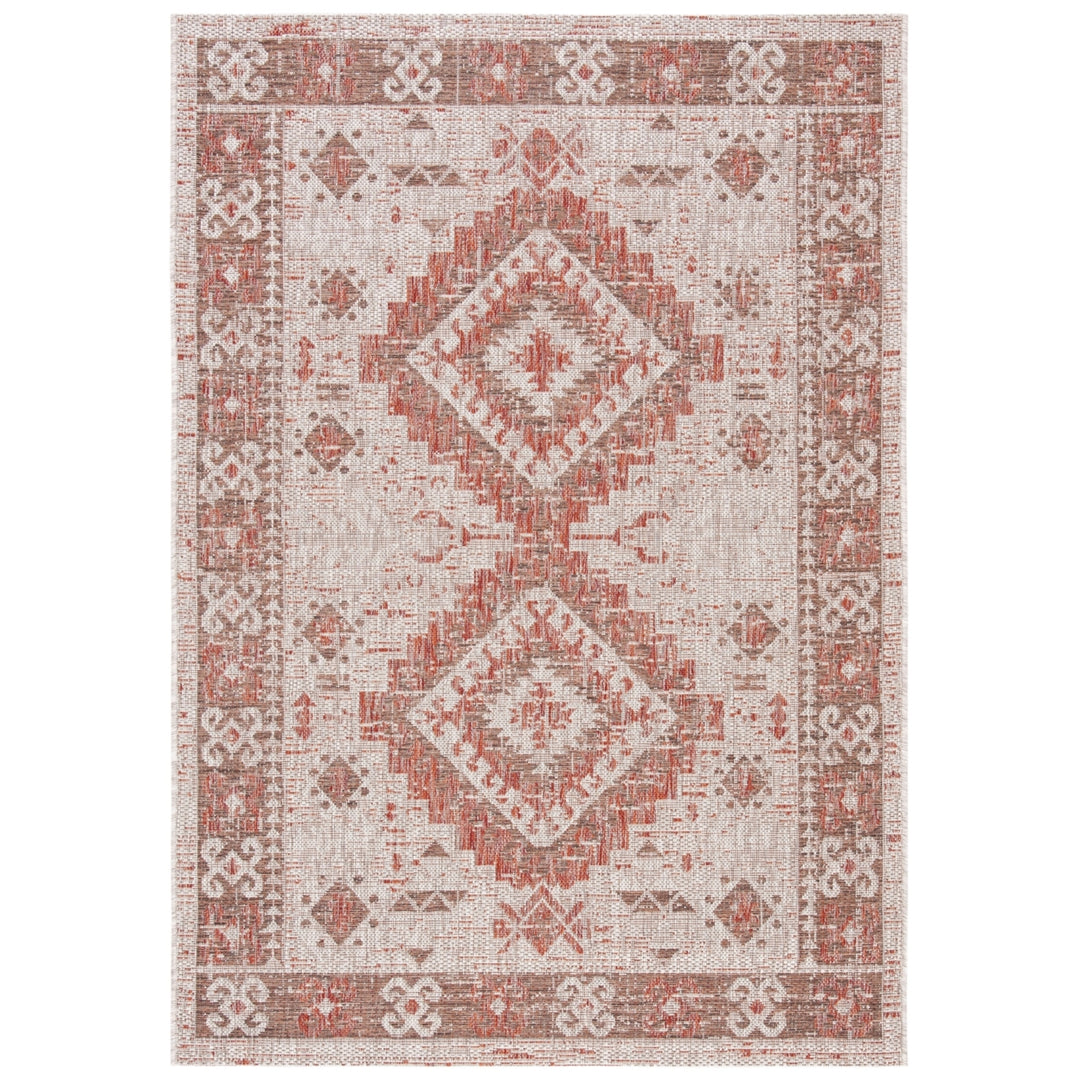 SAFAVIEH Outdoor CY8546-36512 Courtyard Beige / Red Rug Image 1