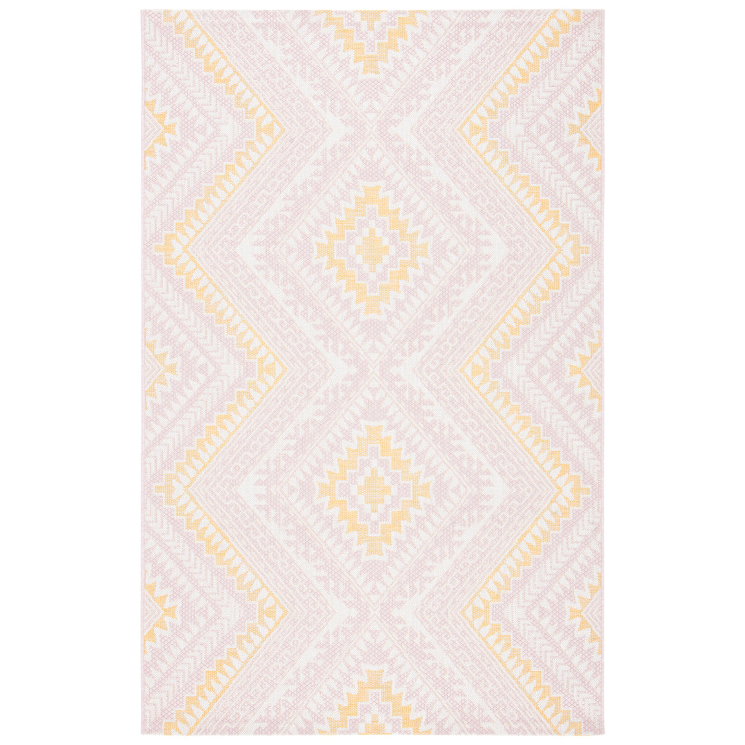 SAFAVIEH Outdoor CY8548-56221 Courtyard Pink / Gold Rug Image 4