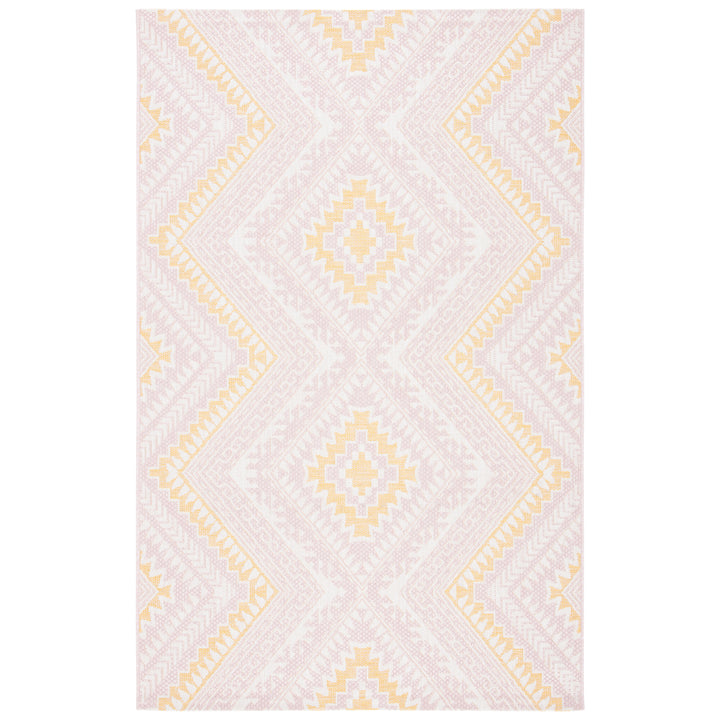 SAFAVIEH Outdoor CY8548-56221 Courtyard Pink / Gold Rug Image 4