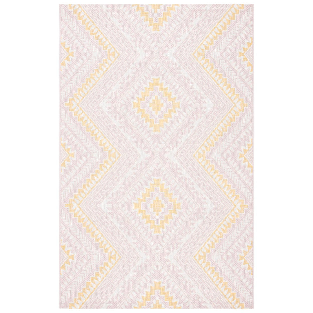 SAFAVIEH Outdoor CY8548-56221 Courtyard Pink / Gold Rug Image 1