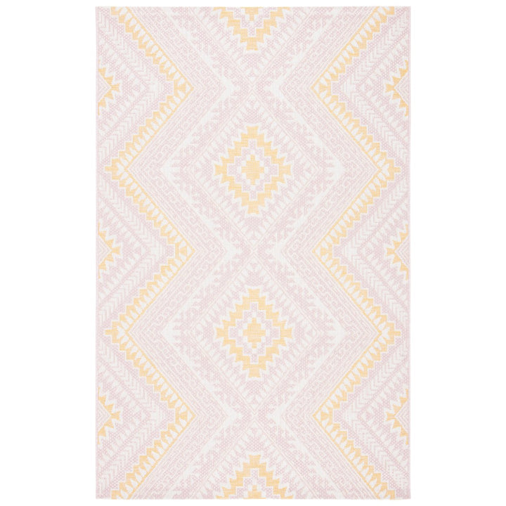 SAFAVIEH Outdoor CY8548-56221 Courtyard Pink / Gold Rug Image 1