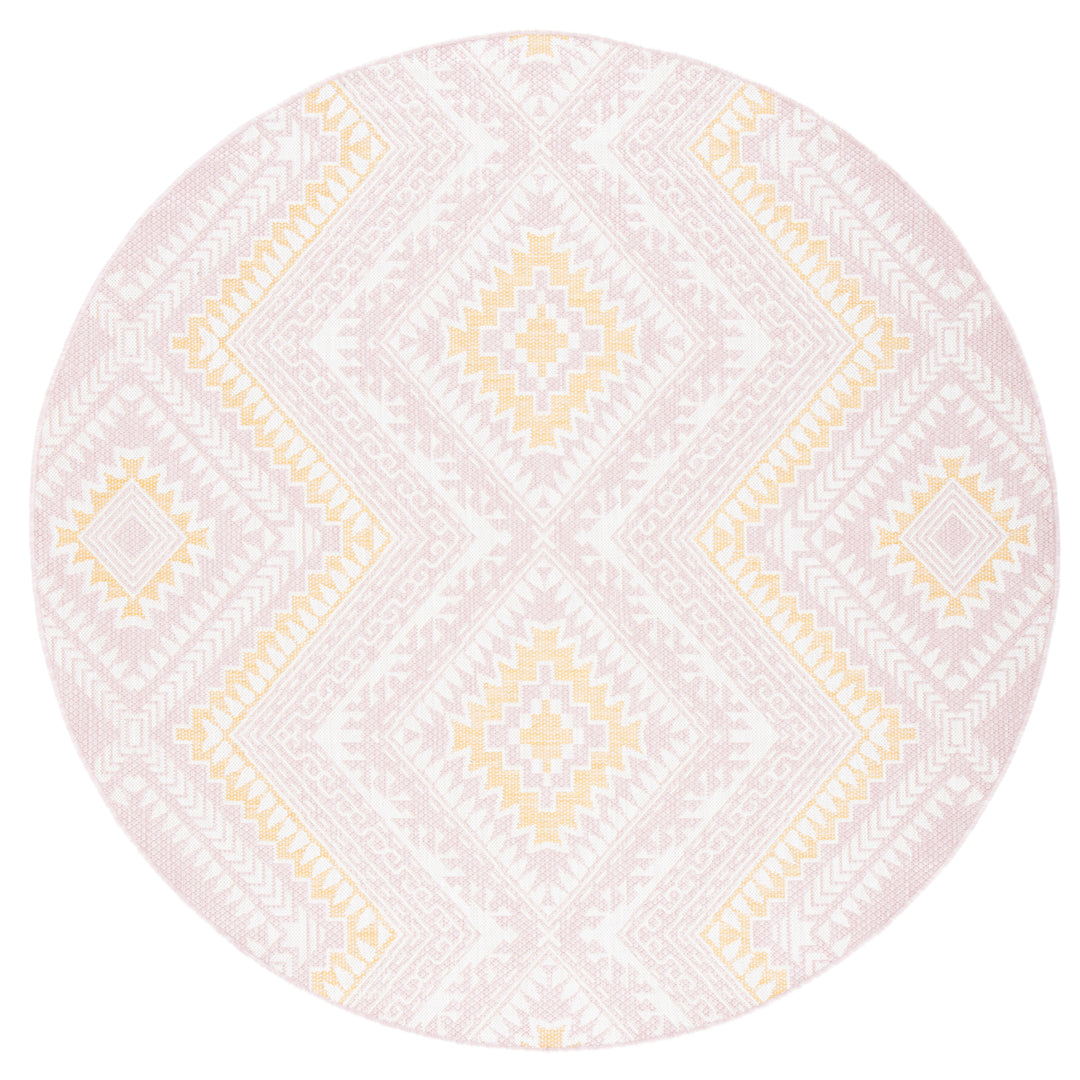 SAFAVIEH Outdoor CY8548-56221 Courtyard Pink / Gold Rug Image 5