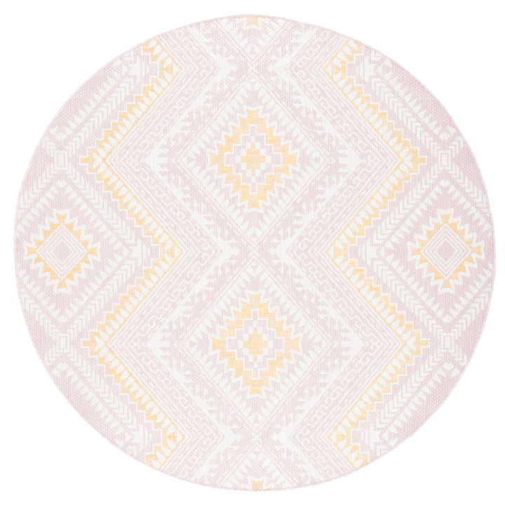 SAFAVIEH Outdoor CY8548-56221 Courtyard Pink / Gold Rug Image 5