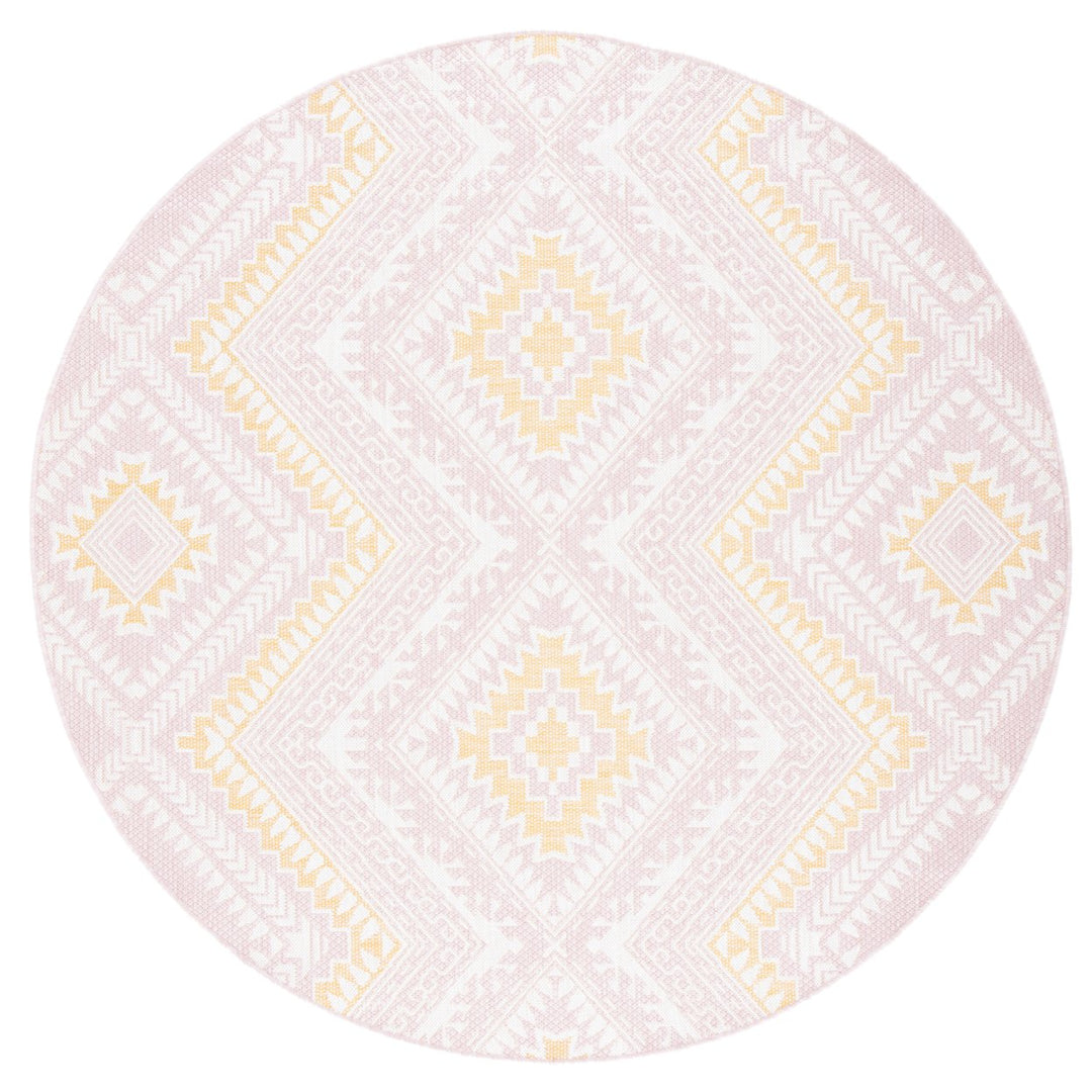 SAFAVIEH Outdoor CY8548-56221 Courtyard Pink / Gold Rug Image 1