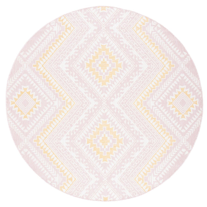 SAFAVIEH Outdoor CY8548-56221 Courtyard Pink / Gold Rug Image 1