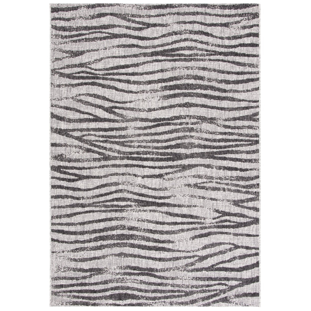 SAFAVIEH Outdoor CY8551-37612 Courtyard Grey / Black Rug Image 1