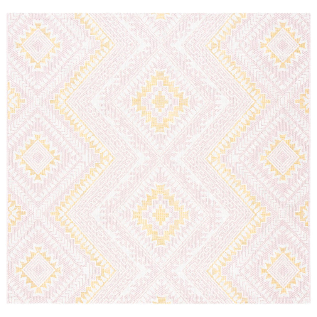 SAFAVIEH Outdoor CY8548-56221 Courtyard Pink / Gold Rug Image 7