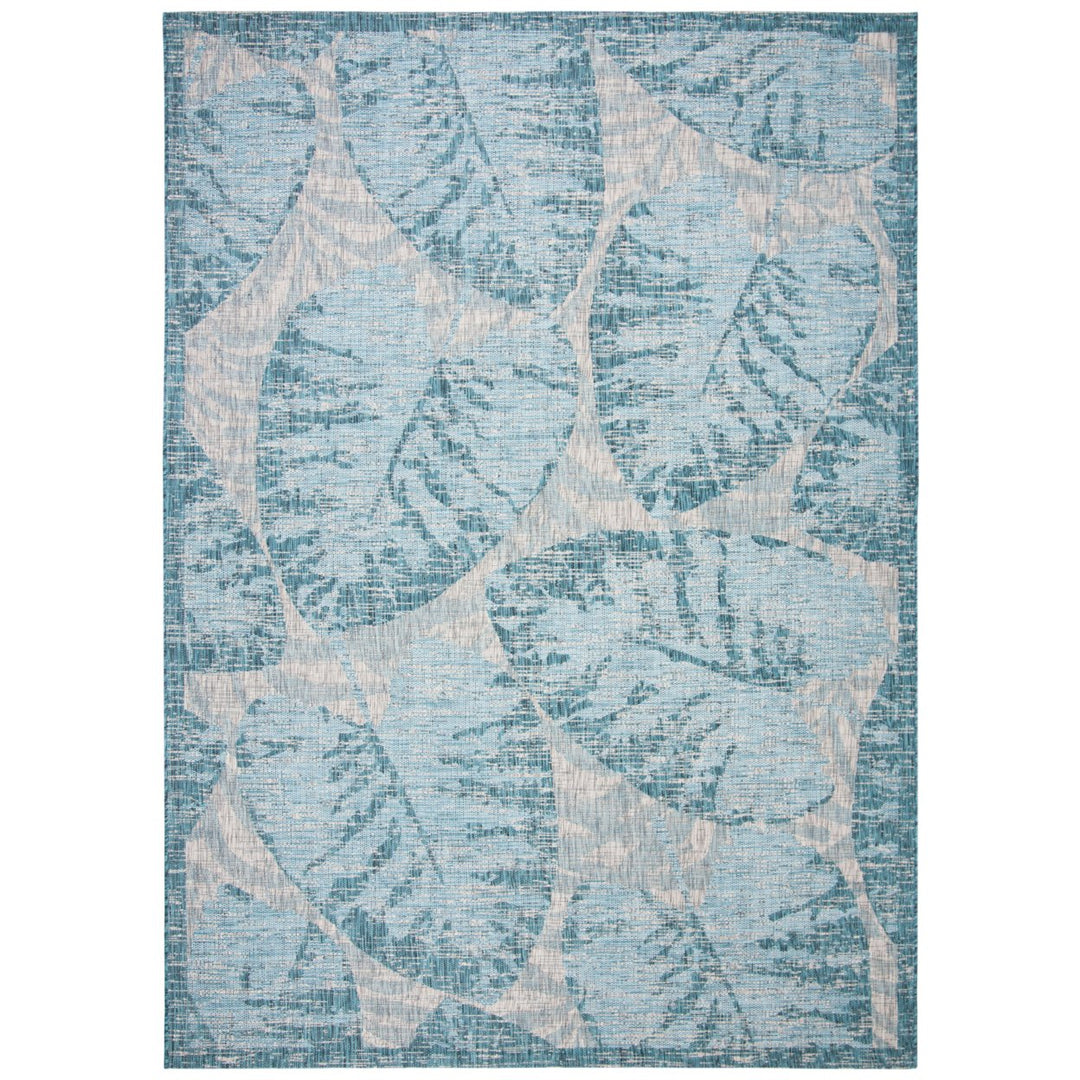 SAFAVIEH Outdoor CY8556-37212 Courtyard Grey / Aqua Rug Image 1