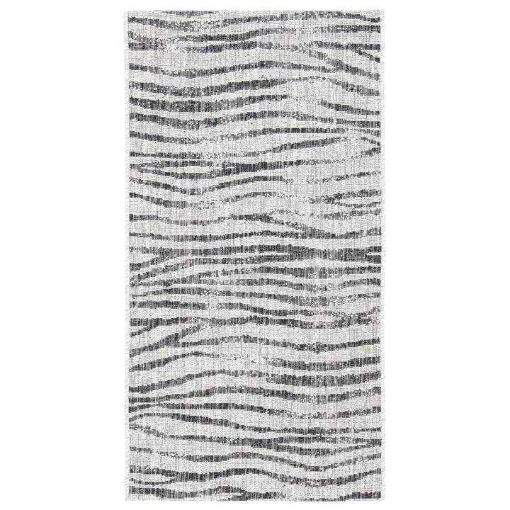 SAFAVIEH Outdoor CY8551-37612 Courtyard Grey / Black Rug Image 1