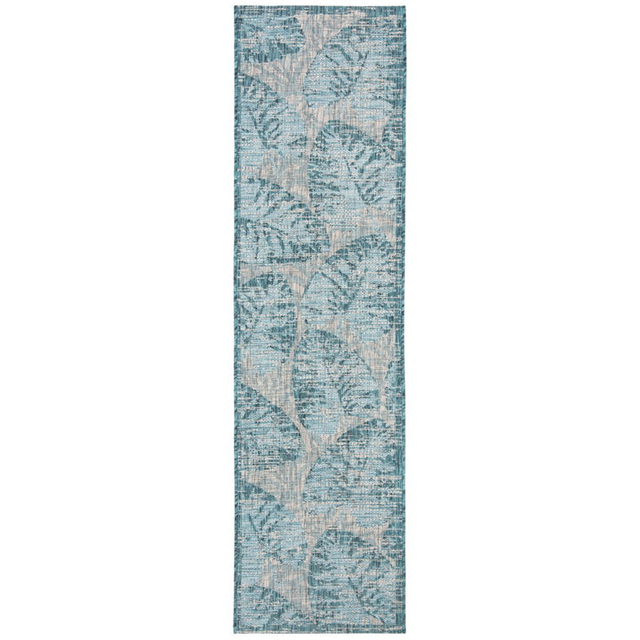 SAFAVIEH Outdoor CY8556-37212 Courtyard Grey / Aqua Rug Image 1