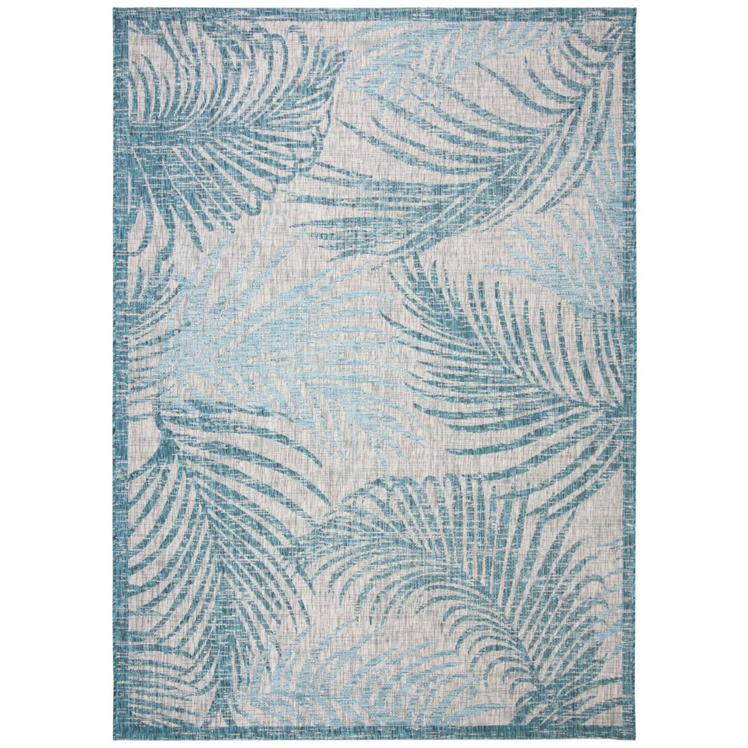 SAFAVIEH Outdoor CY8557-37212 Courtyard Grey / Aqua Rug Image 1