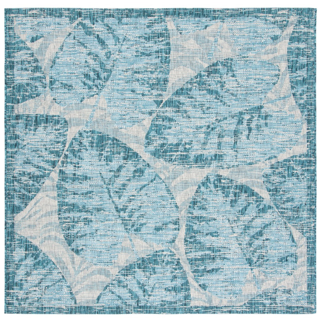 SAFAVIEH Outdoor CY8556-37212 Courtyard Grey / Aqua Rug Image 1