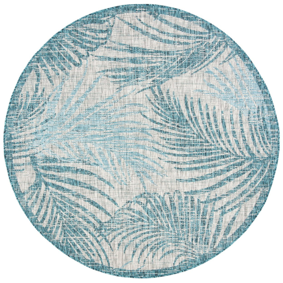 SAFAVIEH Outdoor CY8557-37212 Courtyard Grey / Aqua Rug Image 1