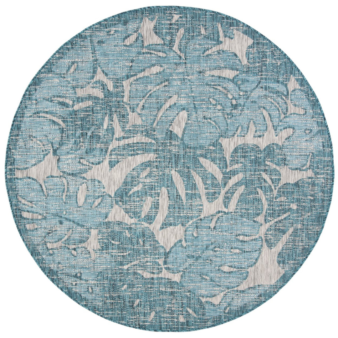 SAFAVIEH Outdoor CY8560-37212 Courtyard Grey / Aqua Rug Image 5