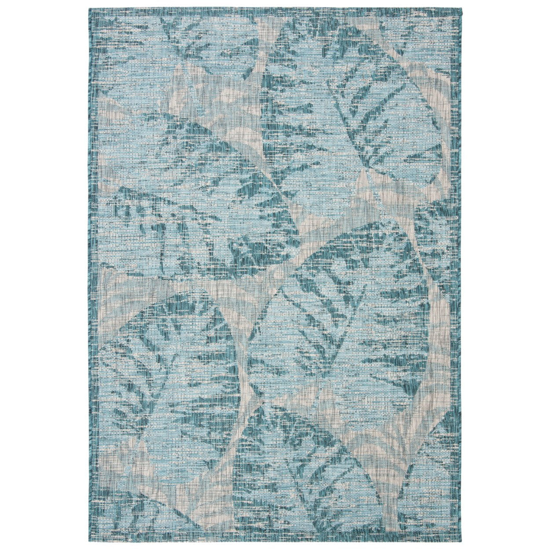 SAFAVIEH Outdoor CY8556-37212 Courtyard Grey / Aqua Rug Image 1