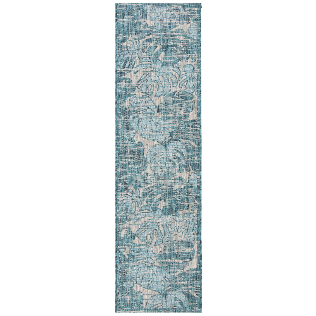 SAFAVIEH Outdoor CY8560-37212 Courtyard Grey / Aqua Rug Image 6