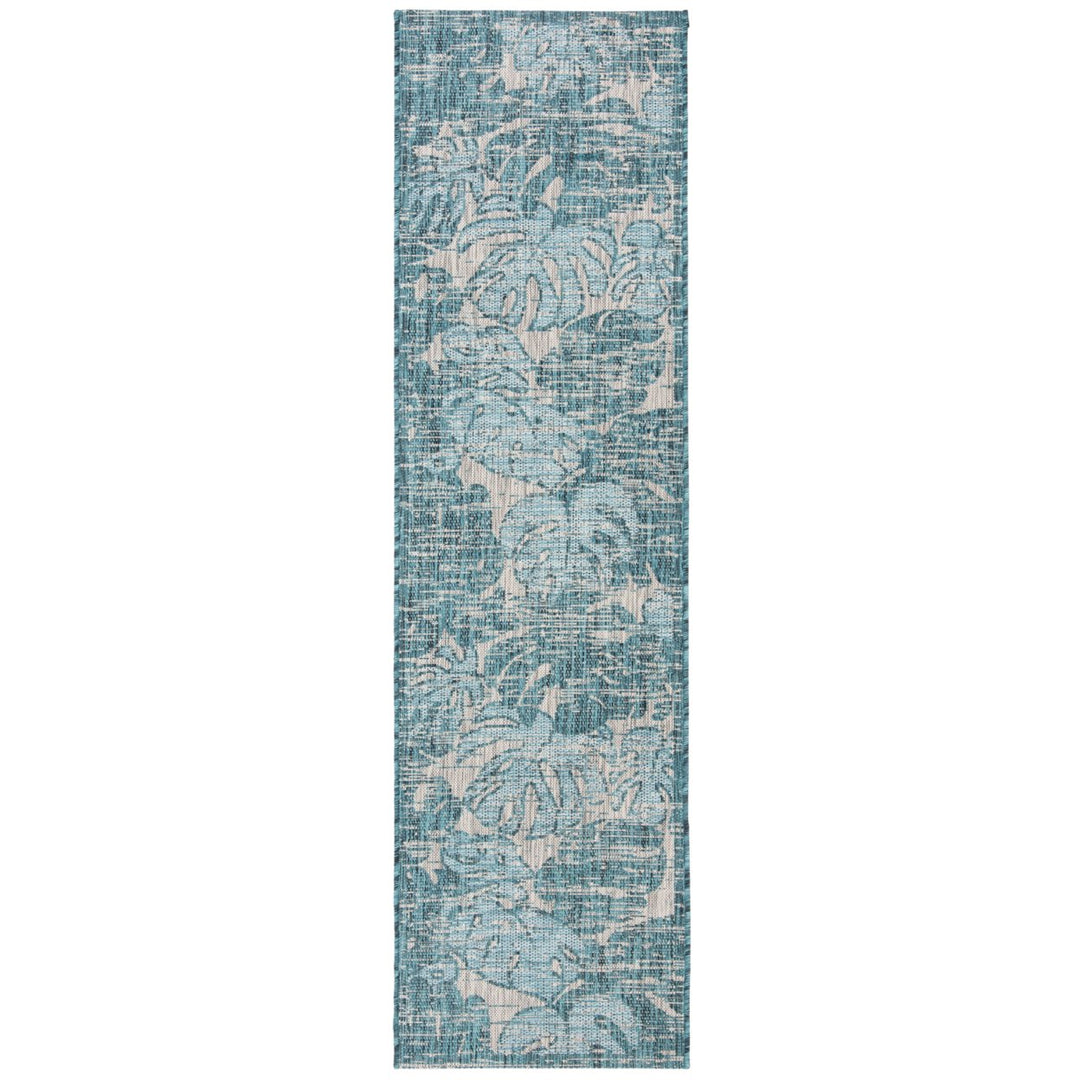 SAFAVIEH Outdoor CY8560-37212 Courtyard Grey / Aqua Rug Image 1