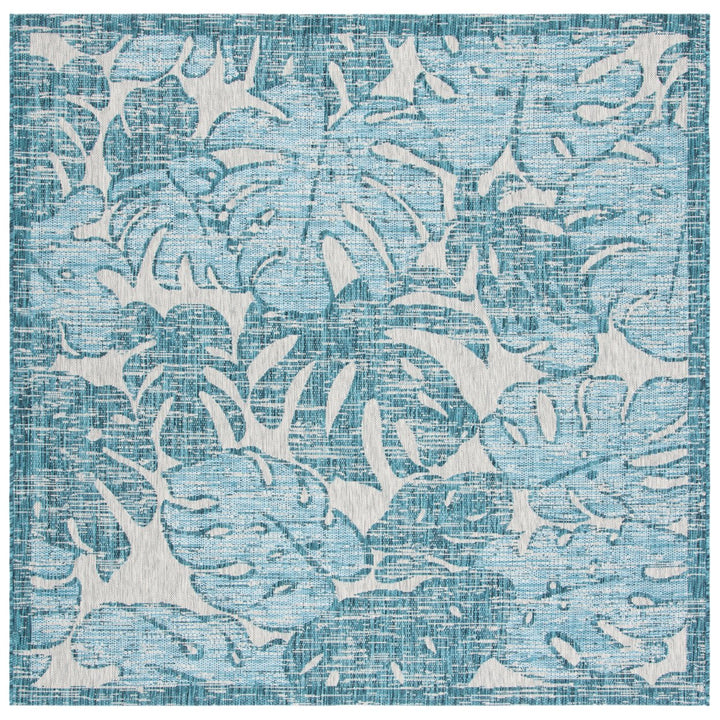 SAFAVIEH Outdoor CY8560-37212 Courtyard Grey / Aqua Rug Image 7