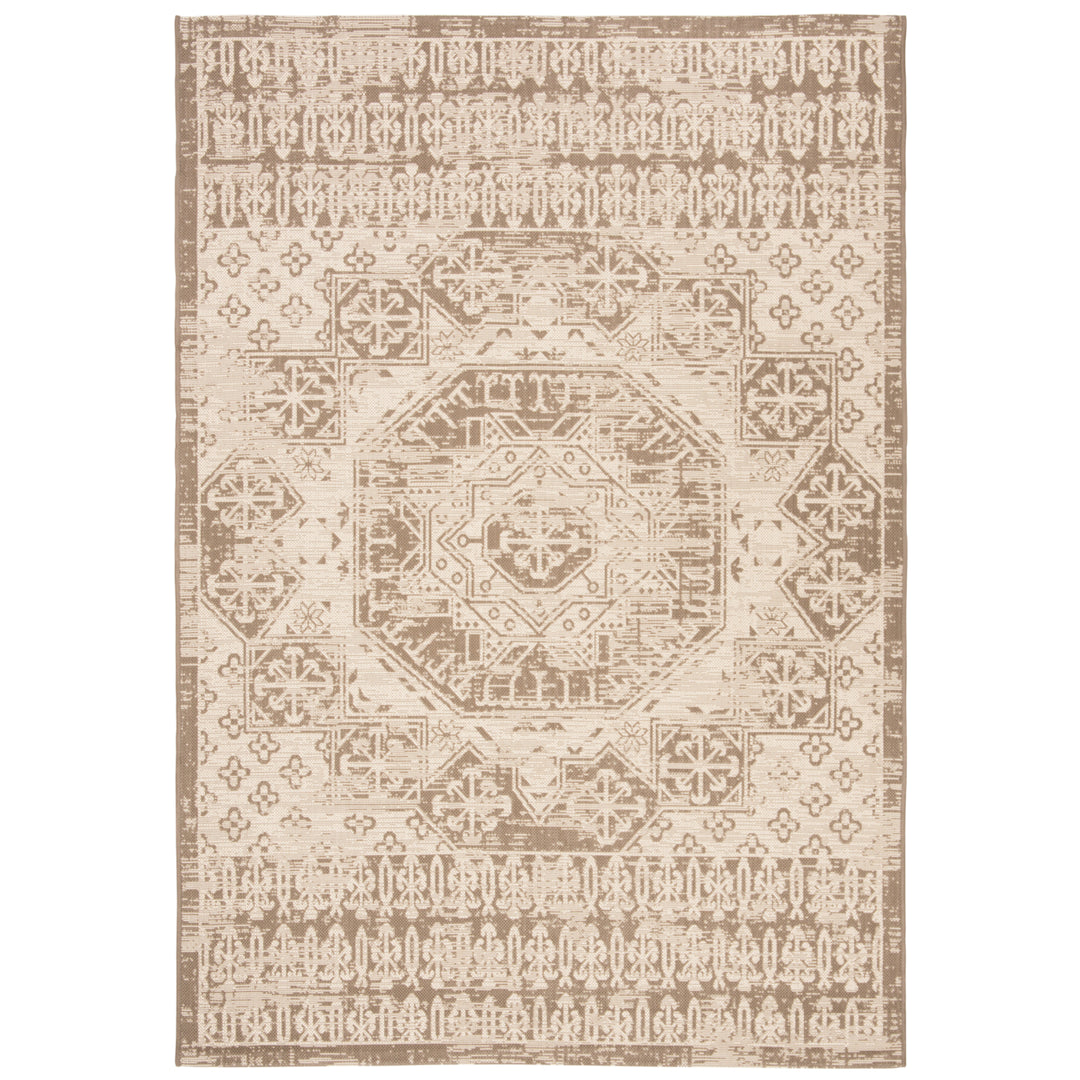 SAFAVIEH Outdoor CY8578-07912 Courtyard Beige / Mocha Rug Image 2