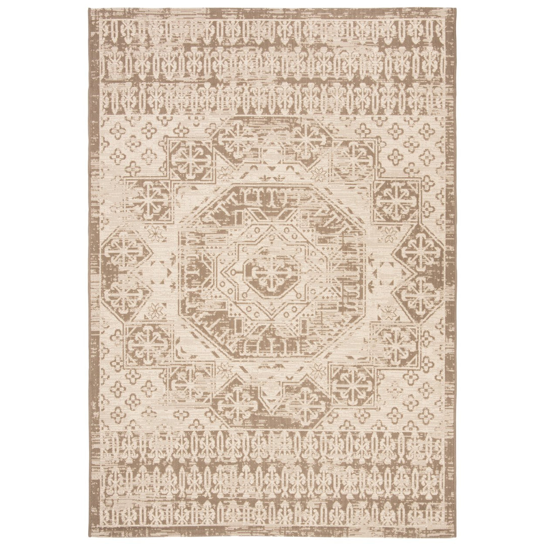 SAFAVIEH Outdoor CY8578-07912 Courtyard Beige / Mocha Rug Image 1