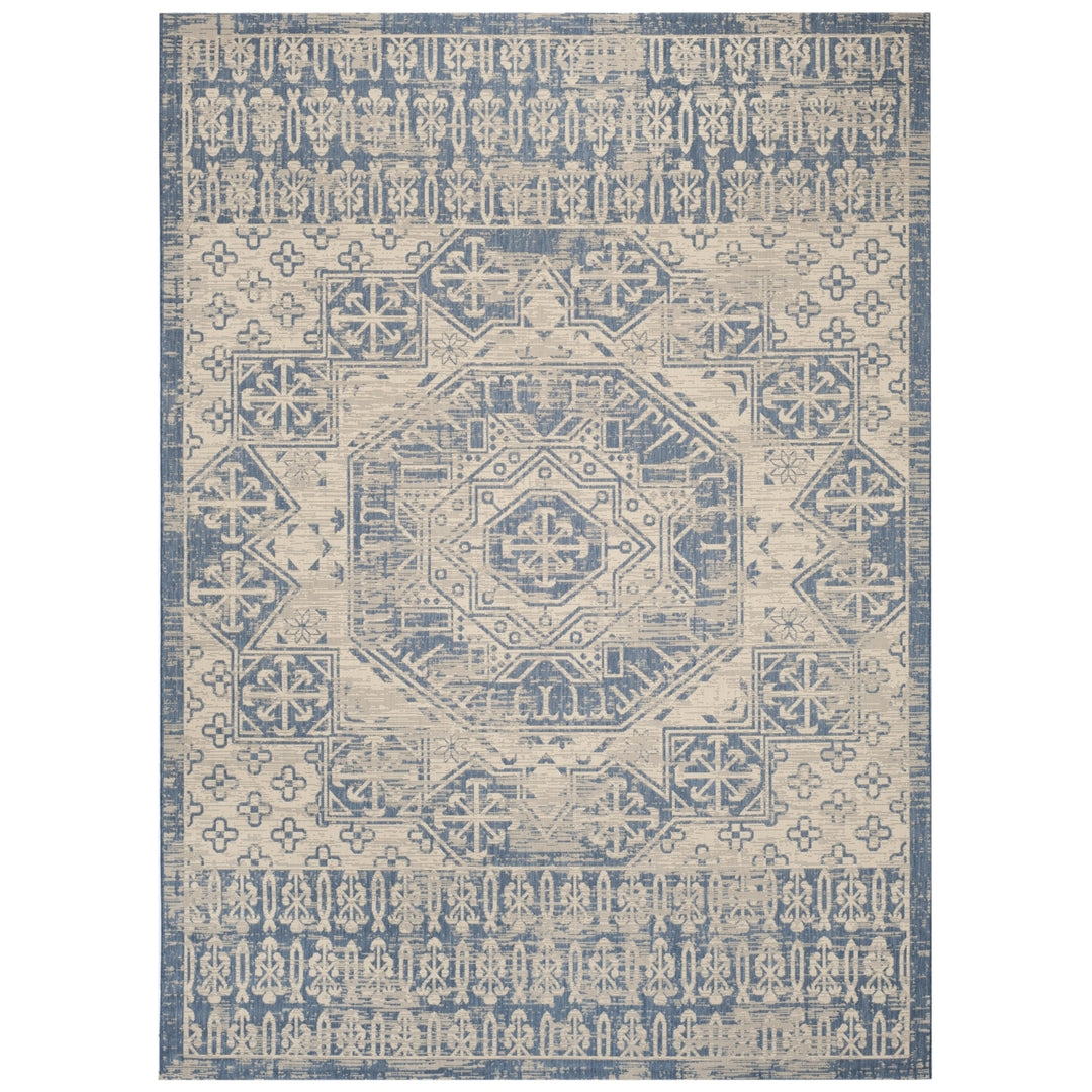 SAFAVIEH Outdoor CY8578-23312 Courtyard Beige / Blue Rug Image 2