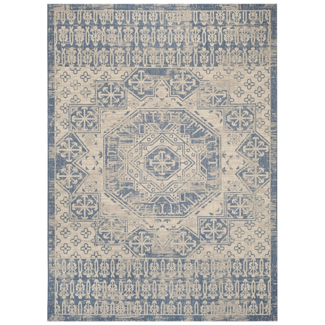 SAFAVIEH Outdoor CY8578-23312 Courtyard Beige / Blue Rug Image 1