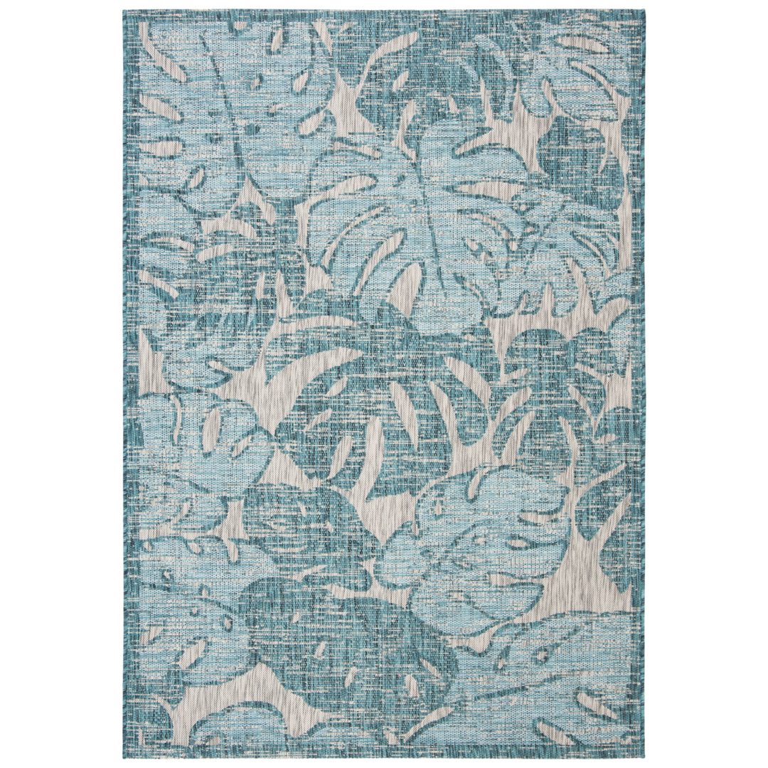 SAFAVIEH Outdoor CY8560-37212 Courtyard Grey / Aqua Rug Image 11