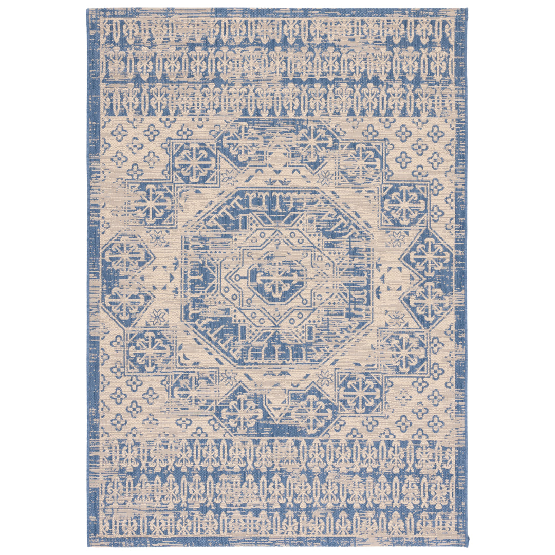 SAFAVIEH Outdoor CY8578-23312 Courtyard Beige / Blue Rug Image 1