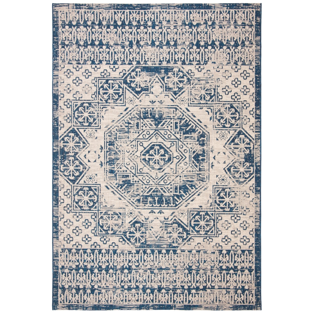 SAFAVIEH Outdoor CY8578-25812 Courtyard Beige / Navy Rug Image 2