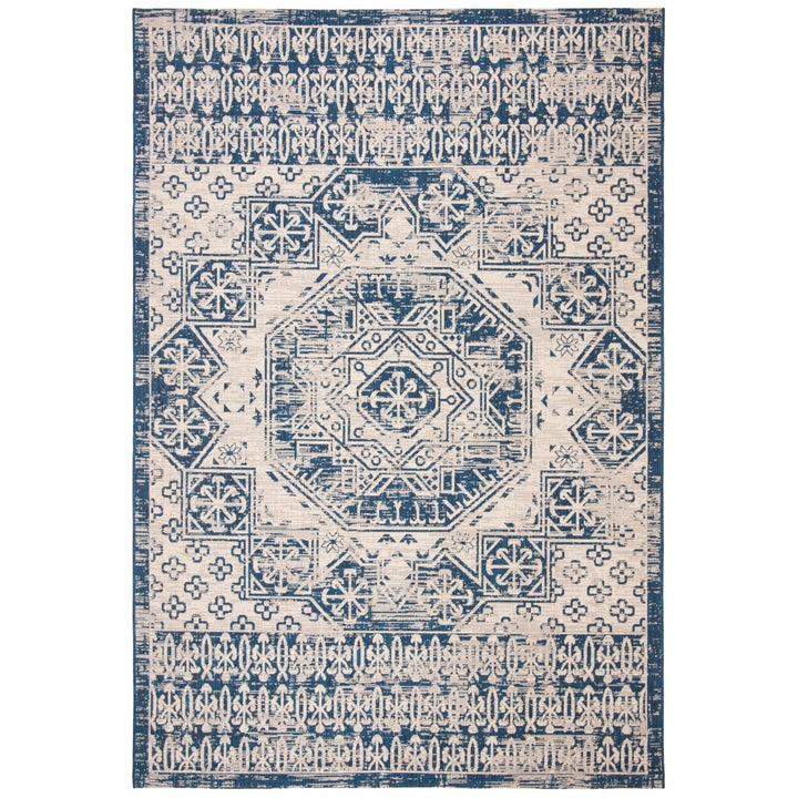 SAFAVIEH Outdoor CY8578-25812 Courtyard Beige / Navy Rug Image 1