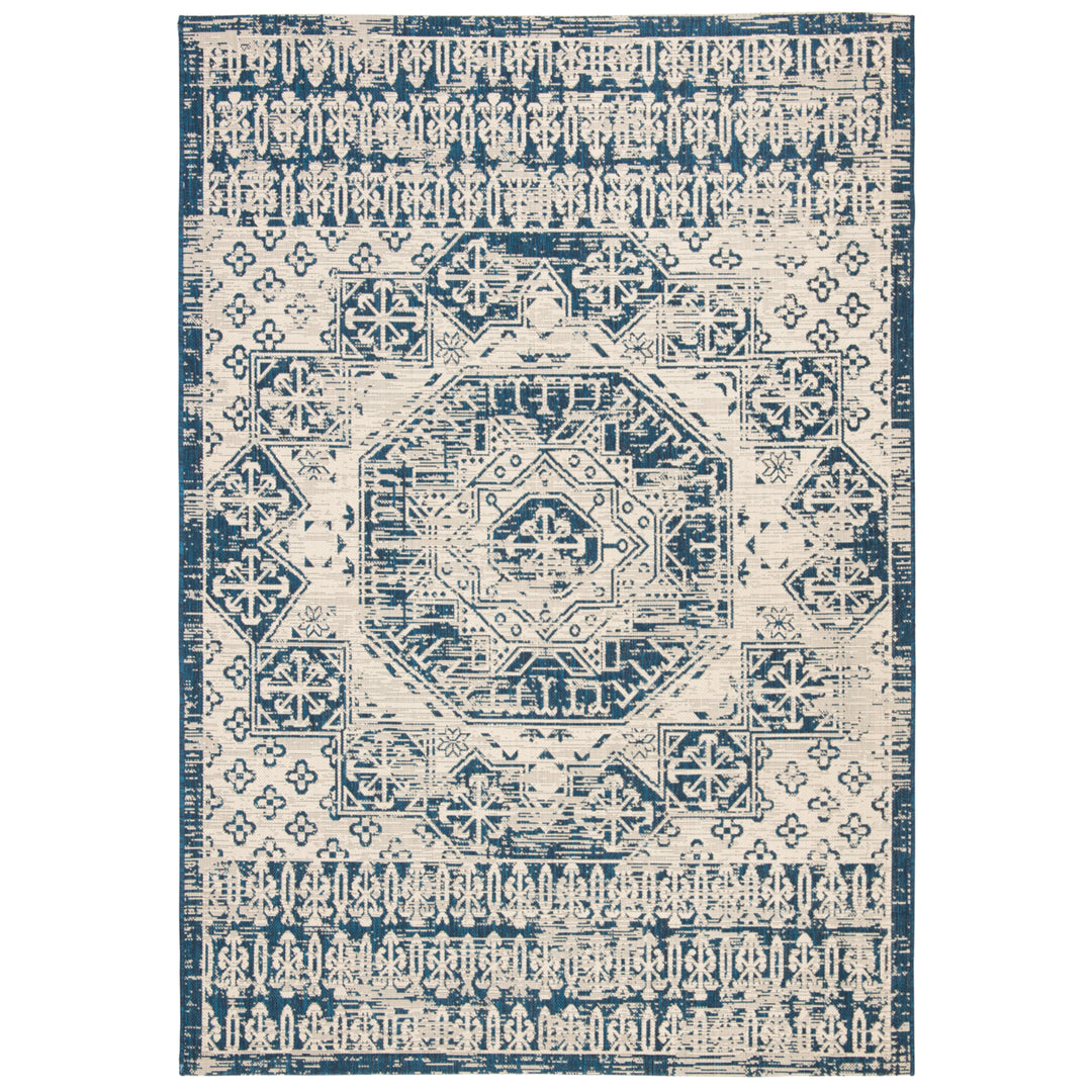 SAFAVIEH Outdoor CY8578-25812 Courtyard Beige / Navy Rug Image 4