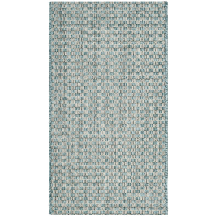 SAFAVIEH Outdoor CY8653-37121 Courtyard Lt Blue / Lt Grey Rug Image 1