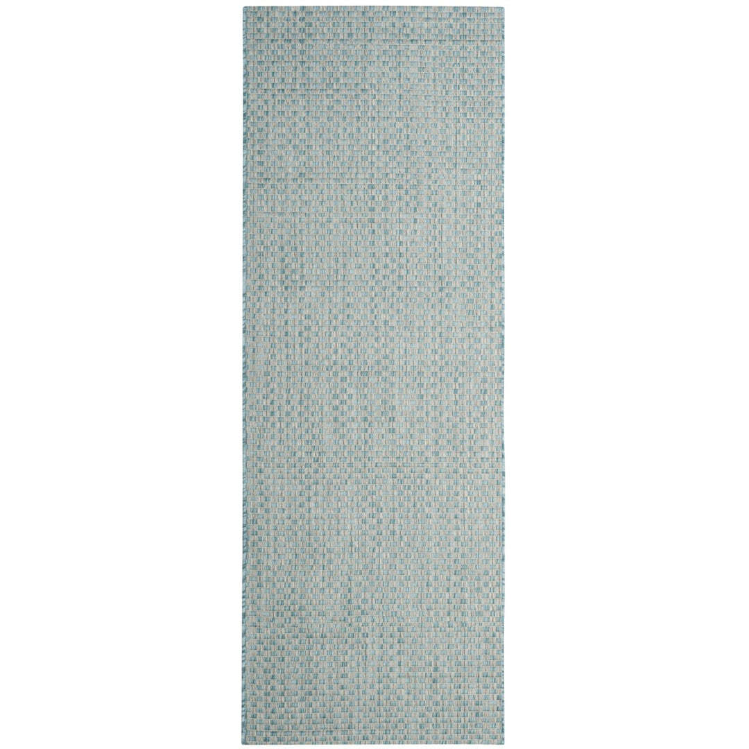 SAFAVIEH Outdoor CY8653-37121 Courtyard Lt Blue / Lt Grey Rug Image 1