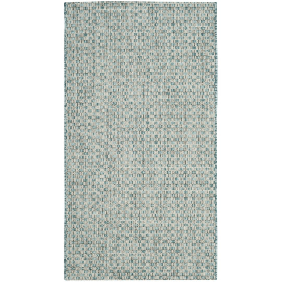 SAFAVIEH Outdoor CY8653-37121 Courtyard Lt Blue / Lt Grey Rug Image 1