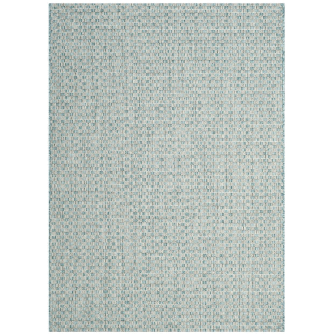 SAFAVIEH Outdoor CY8653-37121 Courtyard Lt Blue / Lt Grey Rug Image 1