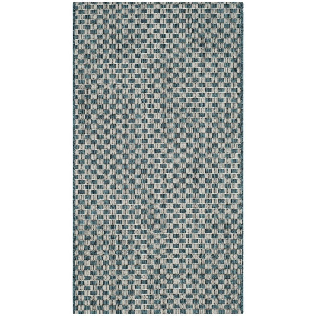 SAFAVIEH Outdoor CY8653-37221 Courtyard Turquoise / Light Grey Rug Image 1