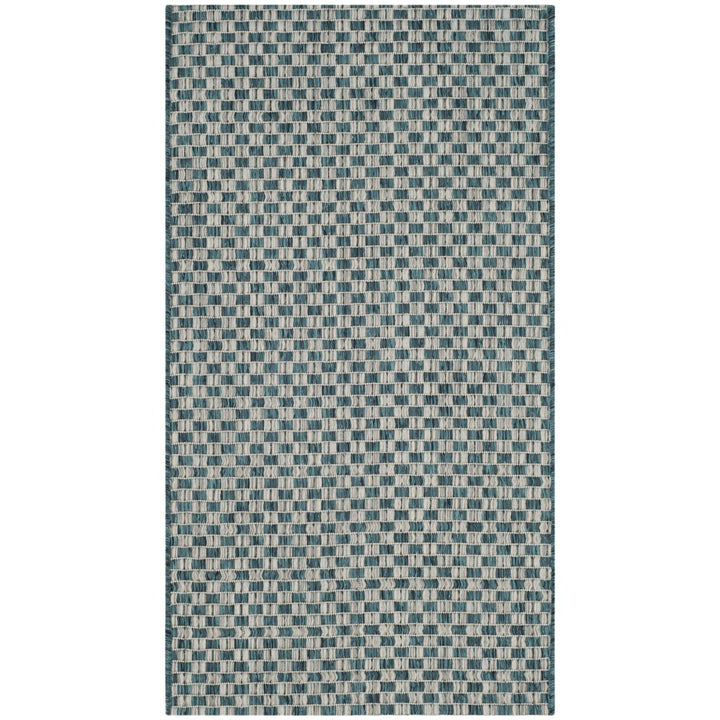 SAFAVIEH Outdoor CY8653-37221 Courtyard Turquoise / Light Grey Rug Image 1