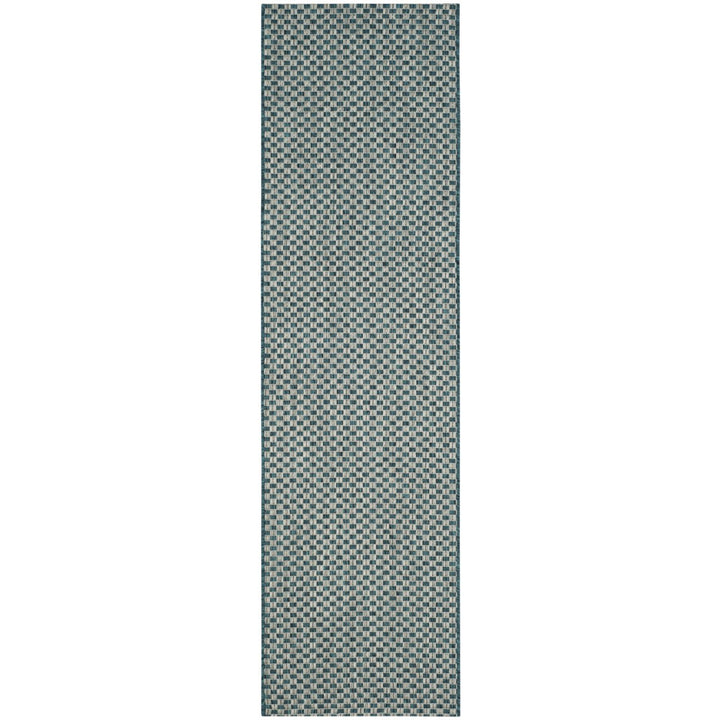 SAFAVIEH Outdoor CY8653-37221 Courtyard Turquoise / Light Grey Rug Image 1